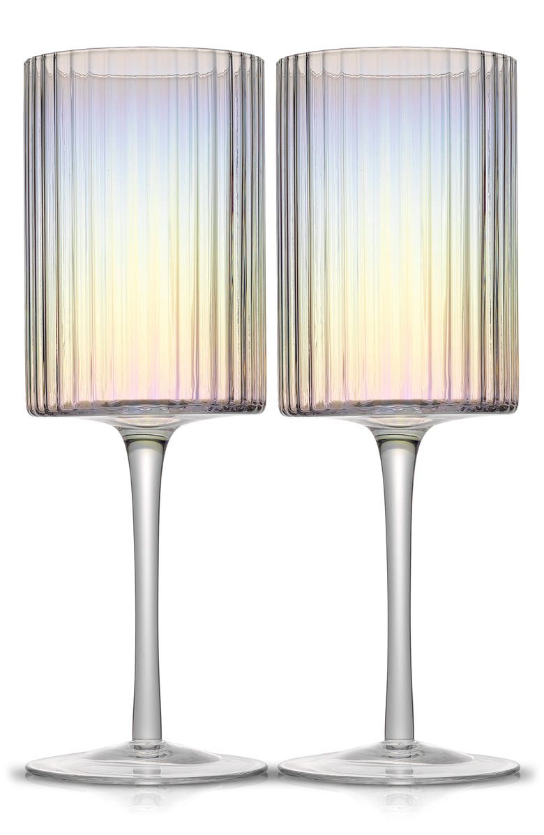 JoyJolt Christian Siriano Set of 2 Stunning Chroma Iridescent Wine Glasses, Alternate, color, 