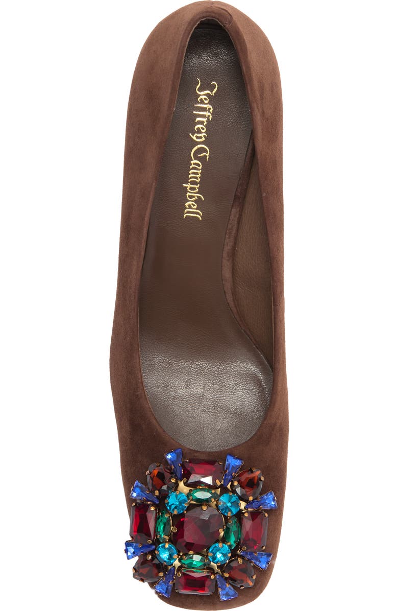 Jeffrey Campbell Panem Crystal Embellished Pump, Alternate, color, Brown Suede Multi