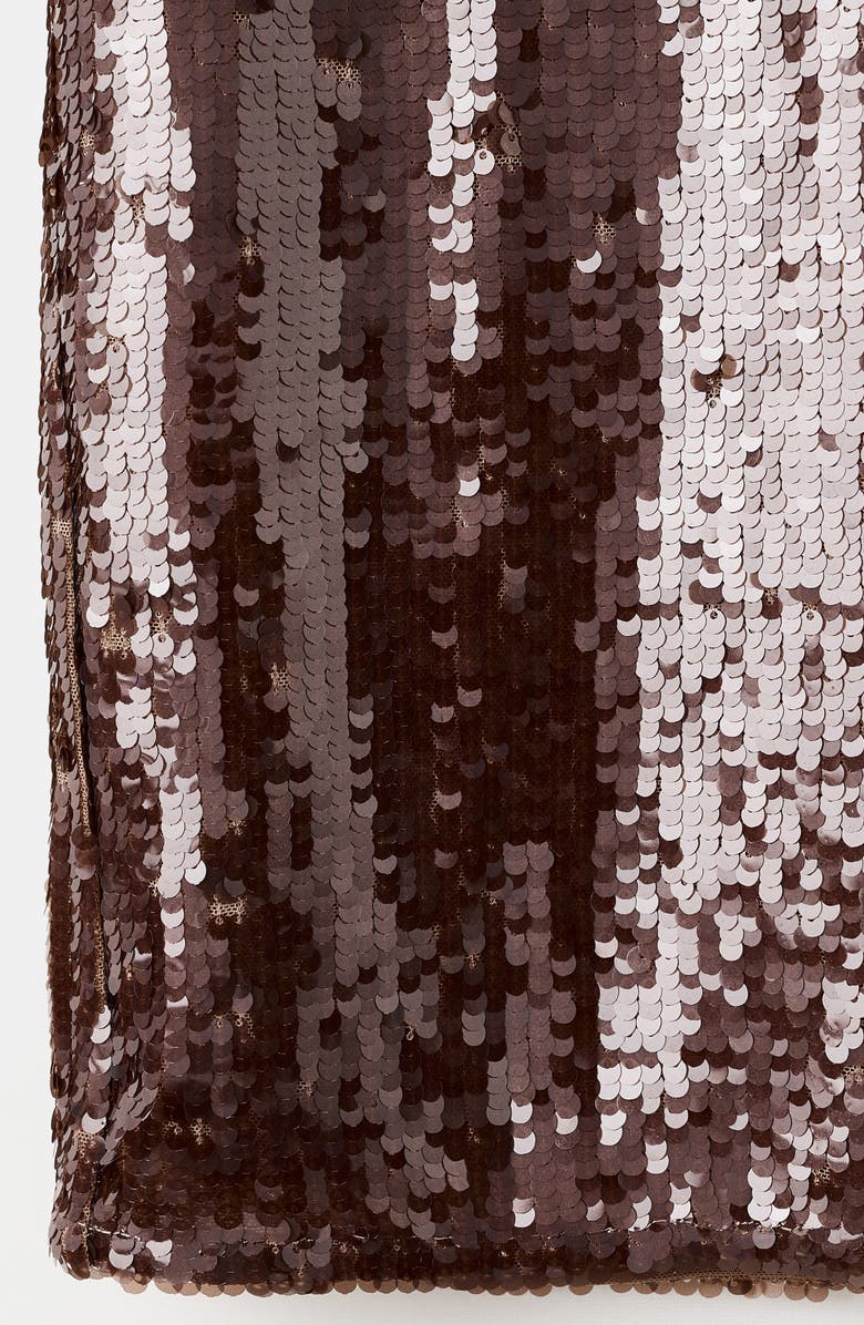 MANGO Sequin Midi Skirt, Alternate, color, Brown