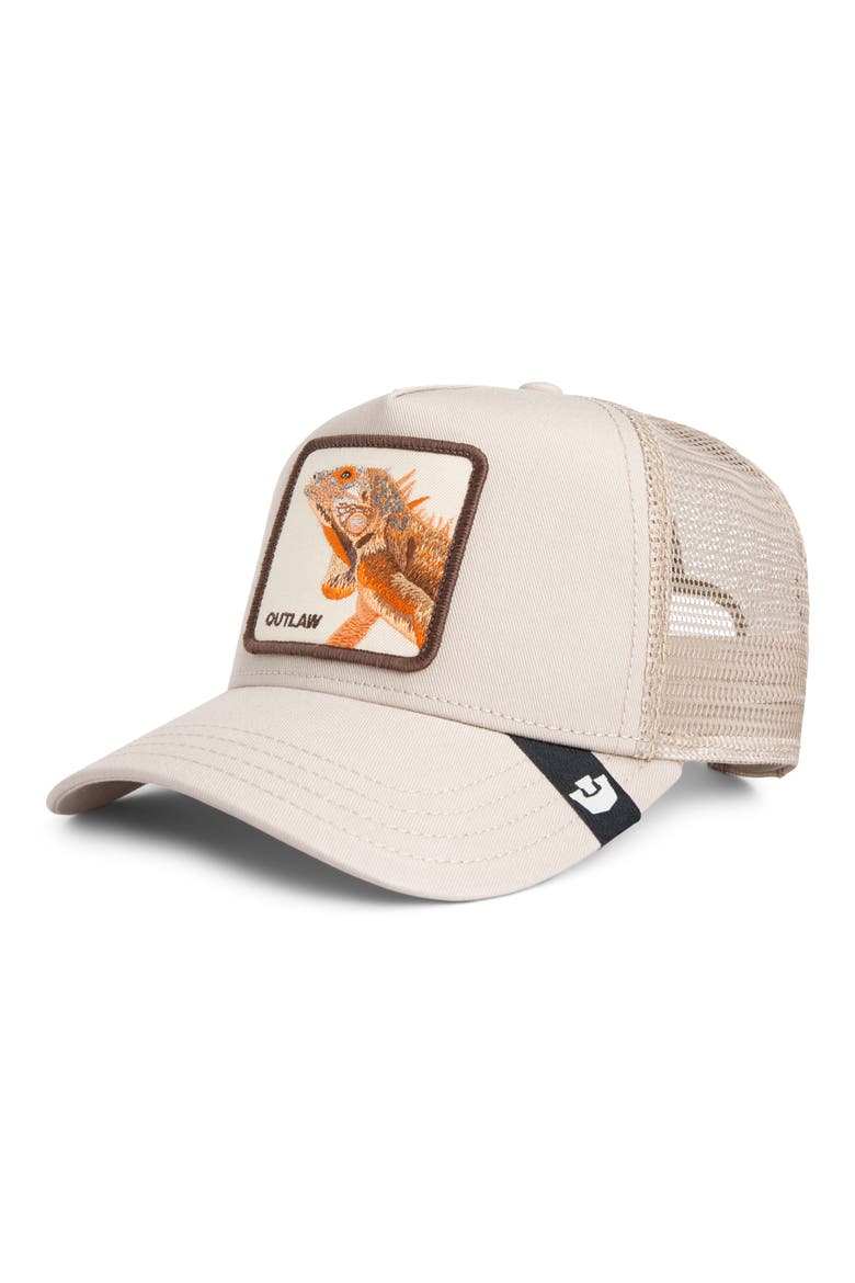 The Outlaw Lizard Patch Trucker Hat, Main, color, BISCUIT