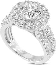 LuvMyJewelry Aline 14K White Gold Round Cut Lab Grown Diamond Halo Engagement Ring - 3.85 Ct