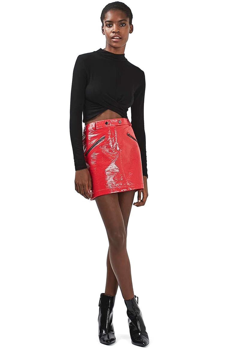 Topshop Twist Front Crop Top, Alternate, color, 