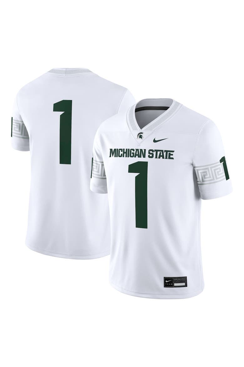 Men's Nike #1 White Michigan State Spartans Game Jersey, Alternate, color, White