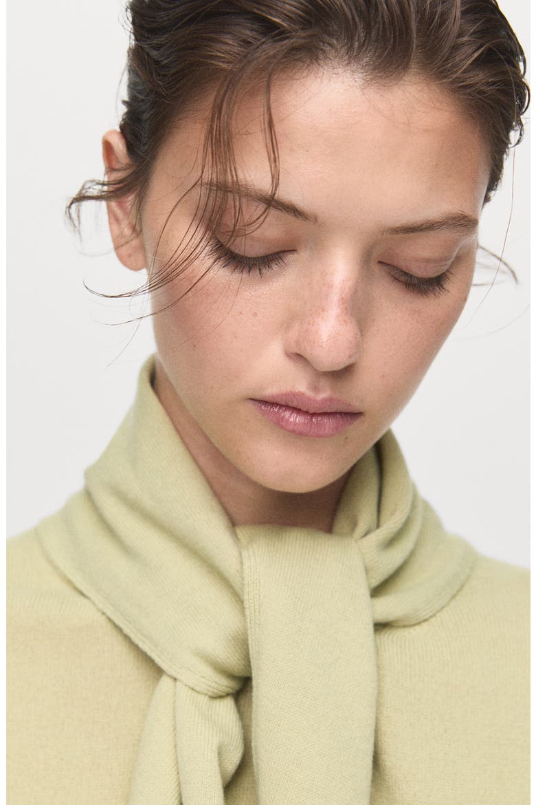 Short Sleeve Sweater with Scarf, Alternate, color, PASTEL GREEN