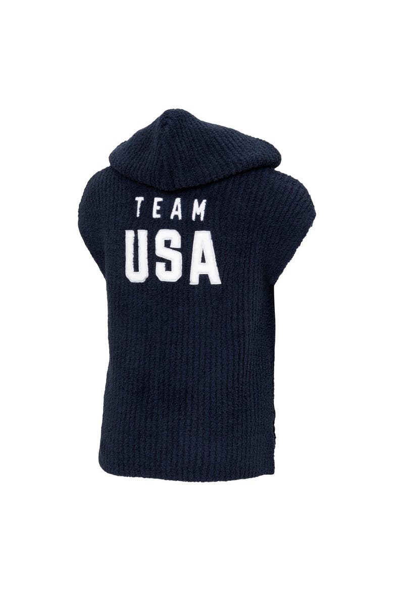 Toddler ALPHA Navy Team USA Barefoot Dreams CozyChic Hooded Rib Cozy, Alternate, color, Navy