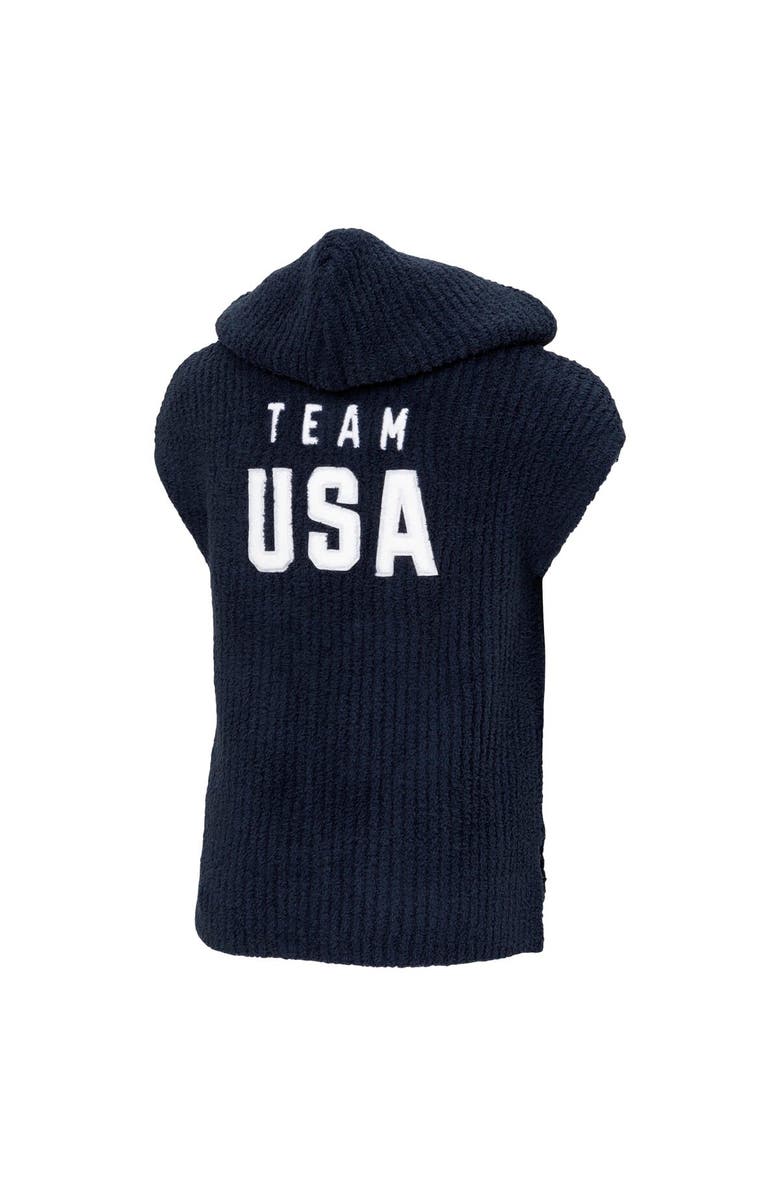 Barefoot Dreams<sup>®</sup> Toddler ALPHA Navy Team USA Barefoot Dreams CozyChic Hooded Rib Cozy, Alternate, color, Navy
