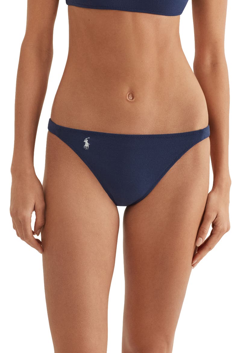 Devin Side Tab Hipster Bikini Bottoms, Main, color, NAVY