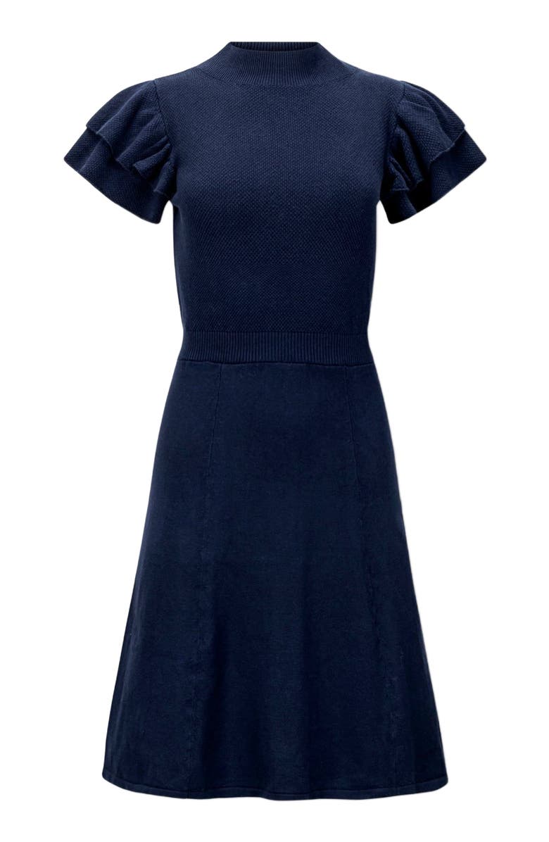 Hope & Henry Women's Flutter Sleeve Sweater Dress, Alternate, color, Navy Flutter