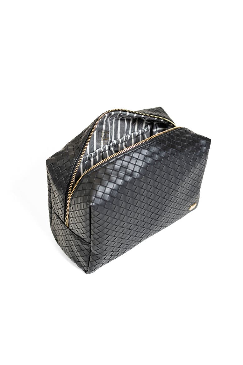 Woven Jet Cosmetic Bag, Alternate, color, Black