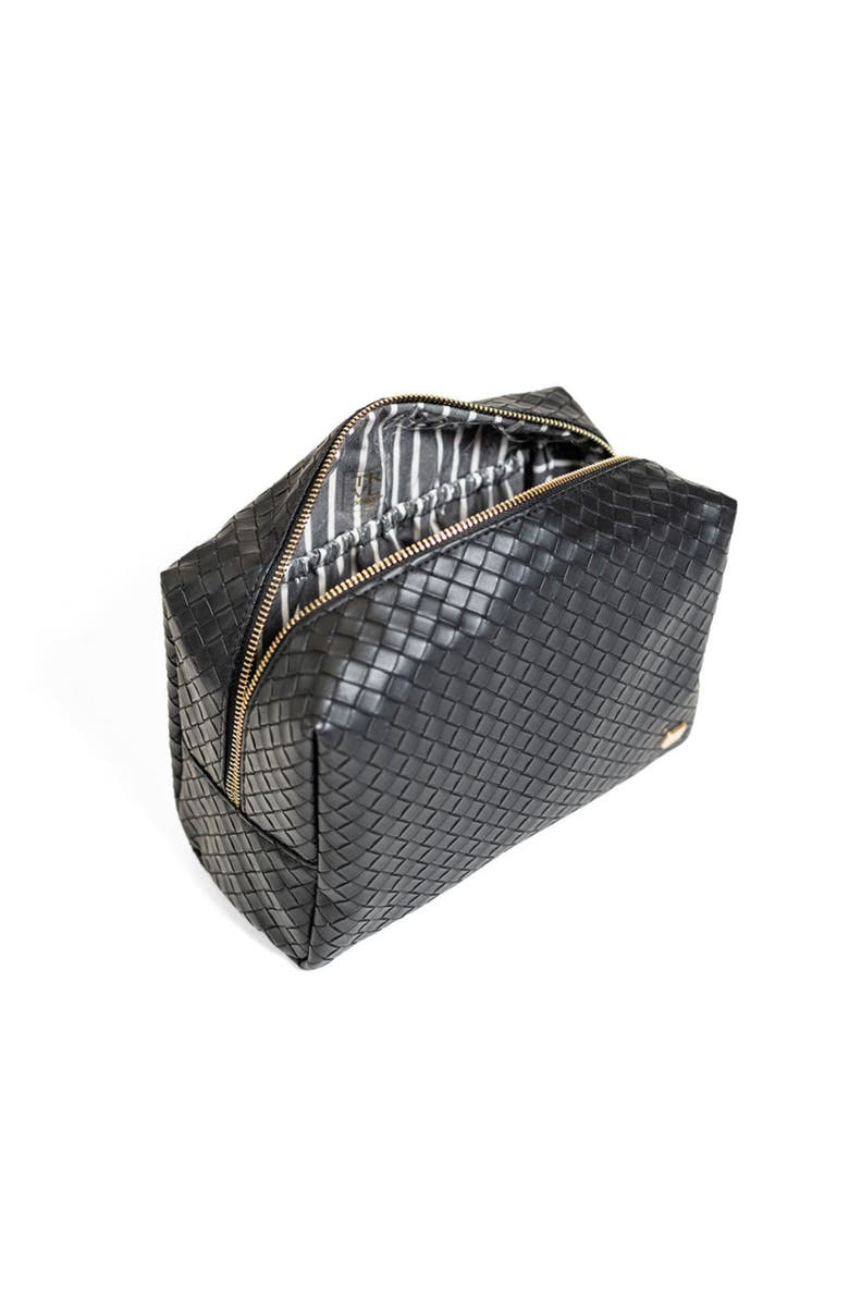 TRVL Design Woven Jet Cosmetic Bag, Alternate, color, Black