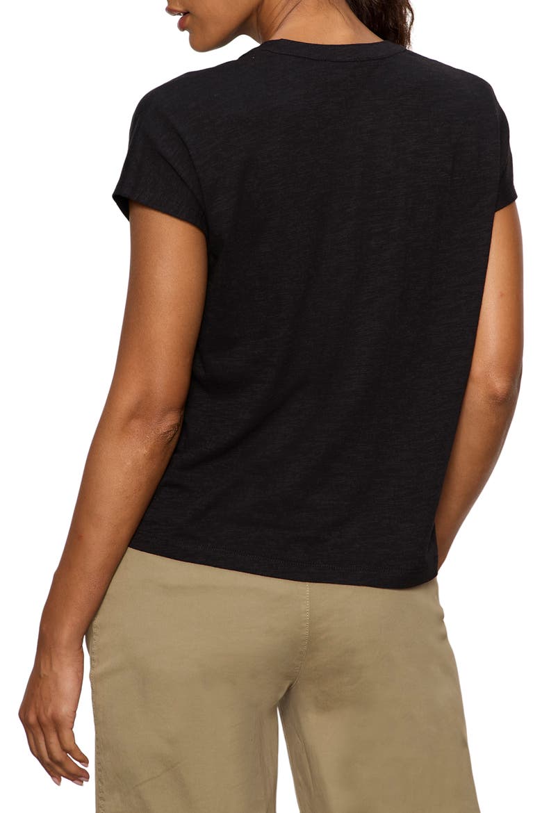 Organic Cotton Blend Split Neck T-Shirt, Alternate, color, BLACK