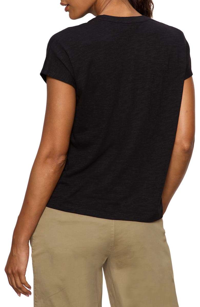 Sanctuary Organic Cotton Blend Split Neck T-Shirt, Alternate, color, Black