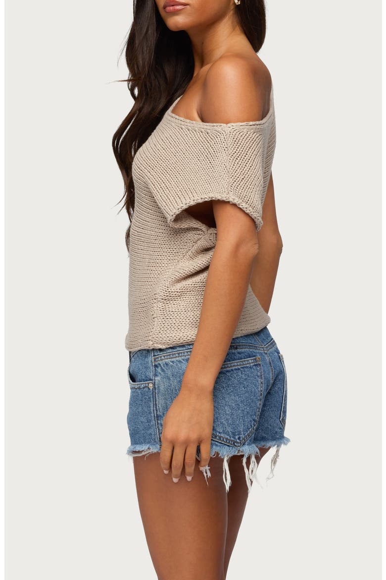 Naamo Off Shoulder Knit Top, Alternate, color, BEIGE
