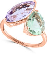 EFFY 14K Rose Gold Pink & Green Amethyst Bypass Ring