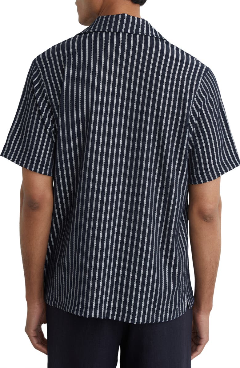 Reiss Griff Stripe Camp Shirt, Alternate, color, Navy/ White