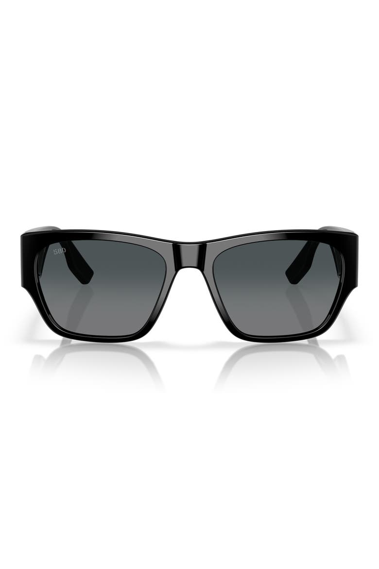 Suenos 57mm Polarized Rectangular Sunglasses, Main, color, BLACK/ GRAY GRADIENT 580G