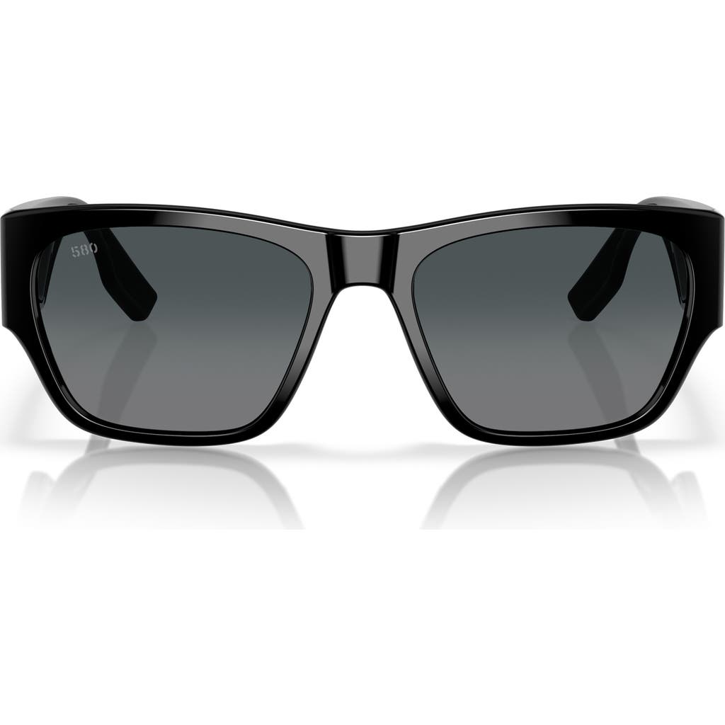Costa Del Mar Suenos 57mm Polarized Rectangular Sunglasses In Black/gray Gradient 580g