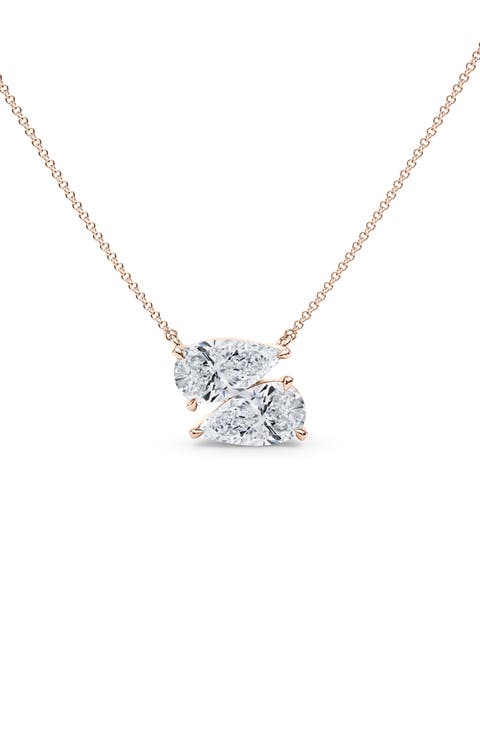 Lab Grown Diamond Twin Pear Cut Pendant Necklace