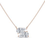 HauteCarat Lab Grown Diamond Twin Pear Cut Pendant Necklace