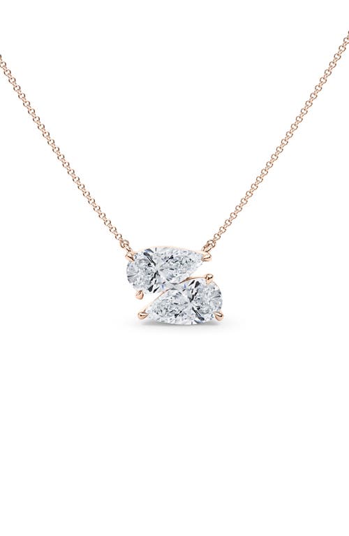 Hautecarat Lab Grown Diamond Twin Pear Cut Pendant Necklace