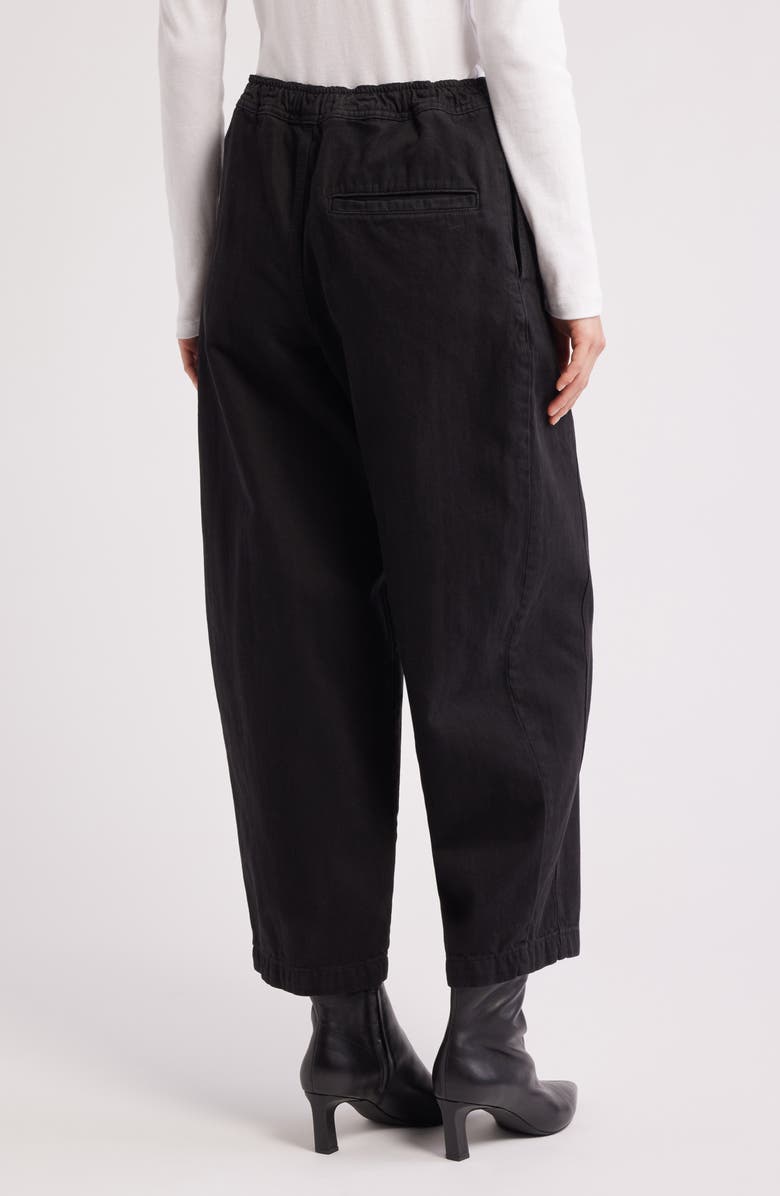 Topshop Balloon Cotton Twill Pants, Alternate, color, Black