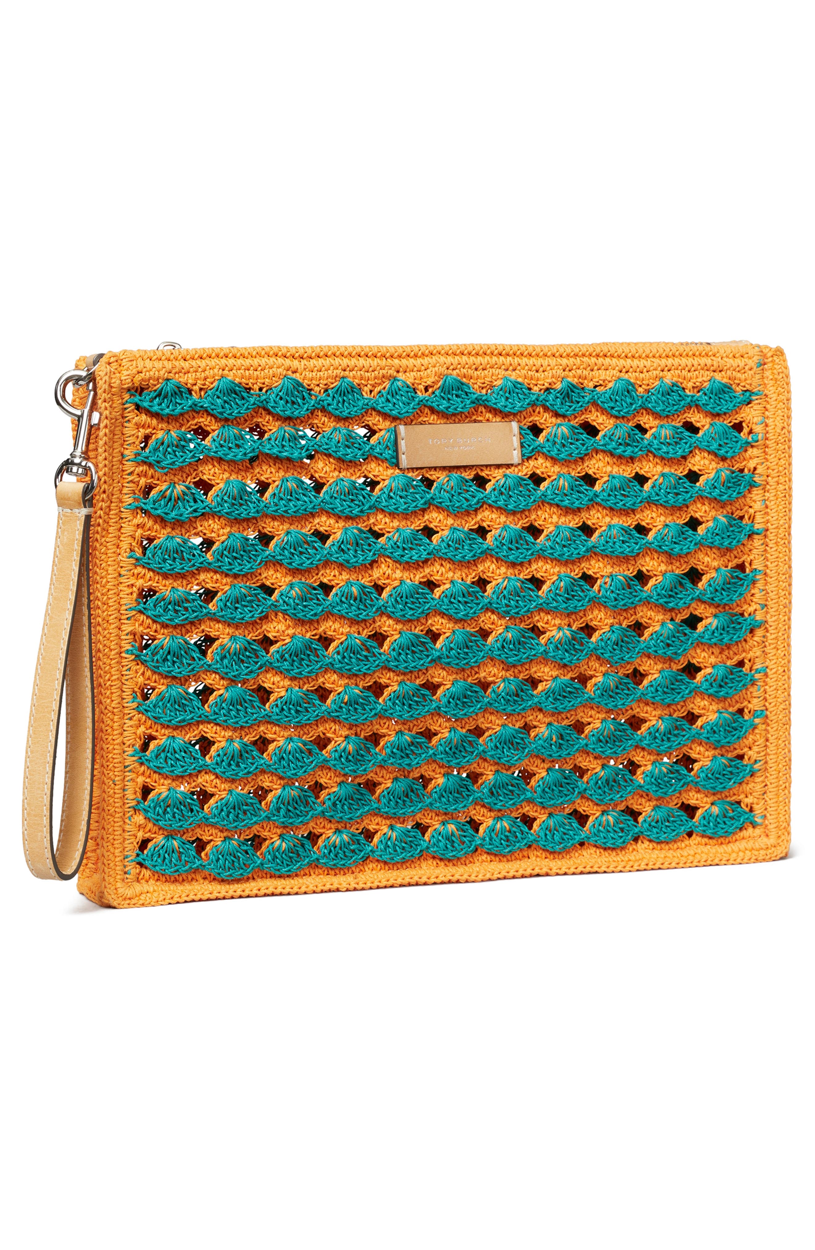Tory Burch Ella Hand Crochet Wristlet, Alternate, color, 