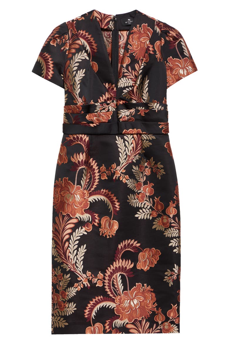 Floral Jacquard Sheath Dress, Alternate, color, MULTICOLOR BLACK BASE