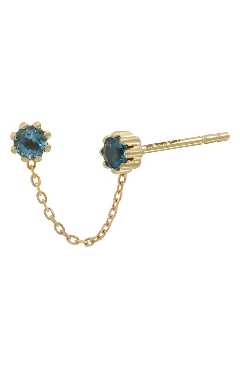Bony Levy Color Double Piercing Chain Drop Earring, Main, color, 14K Yg Blue Topaz