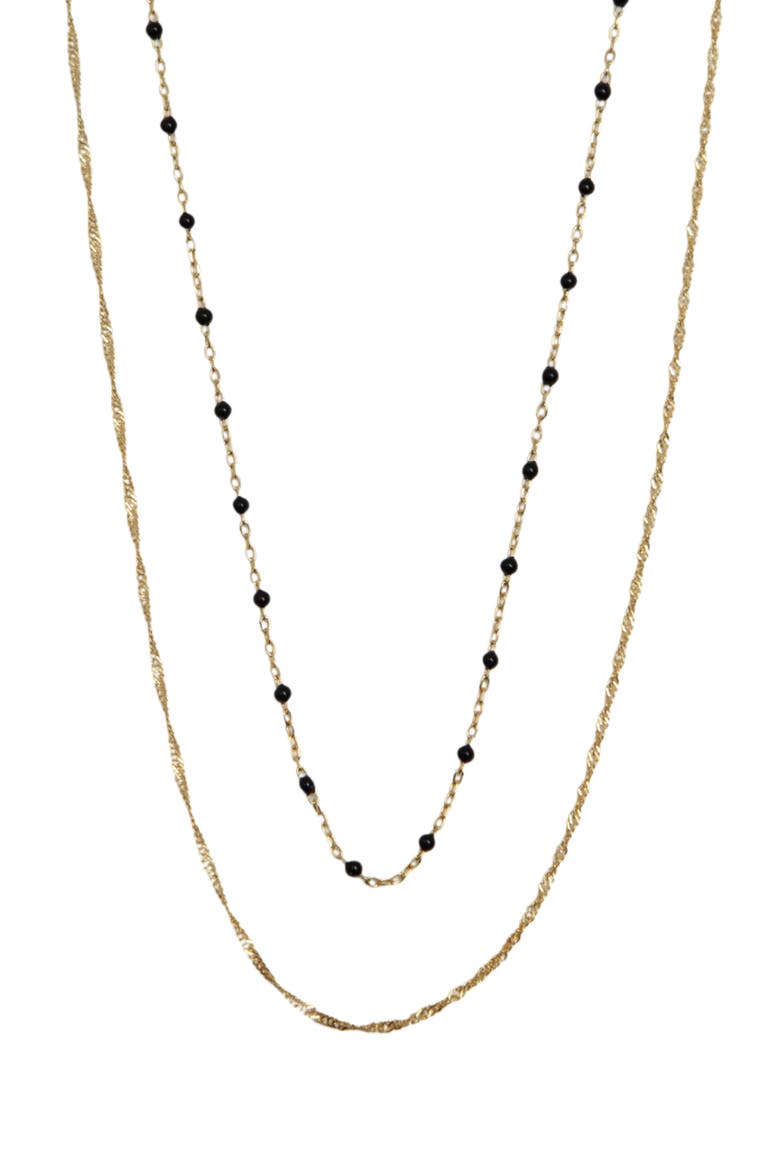 Layered 18K Gold Plate Sterling Silver Singapore Chain Necklace, Main, color, GOLD