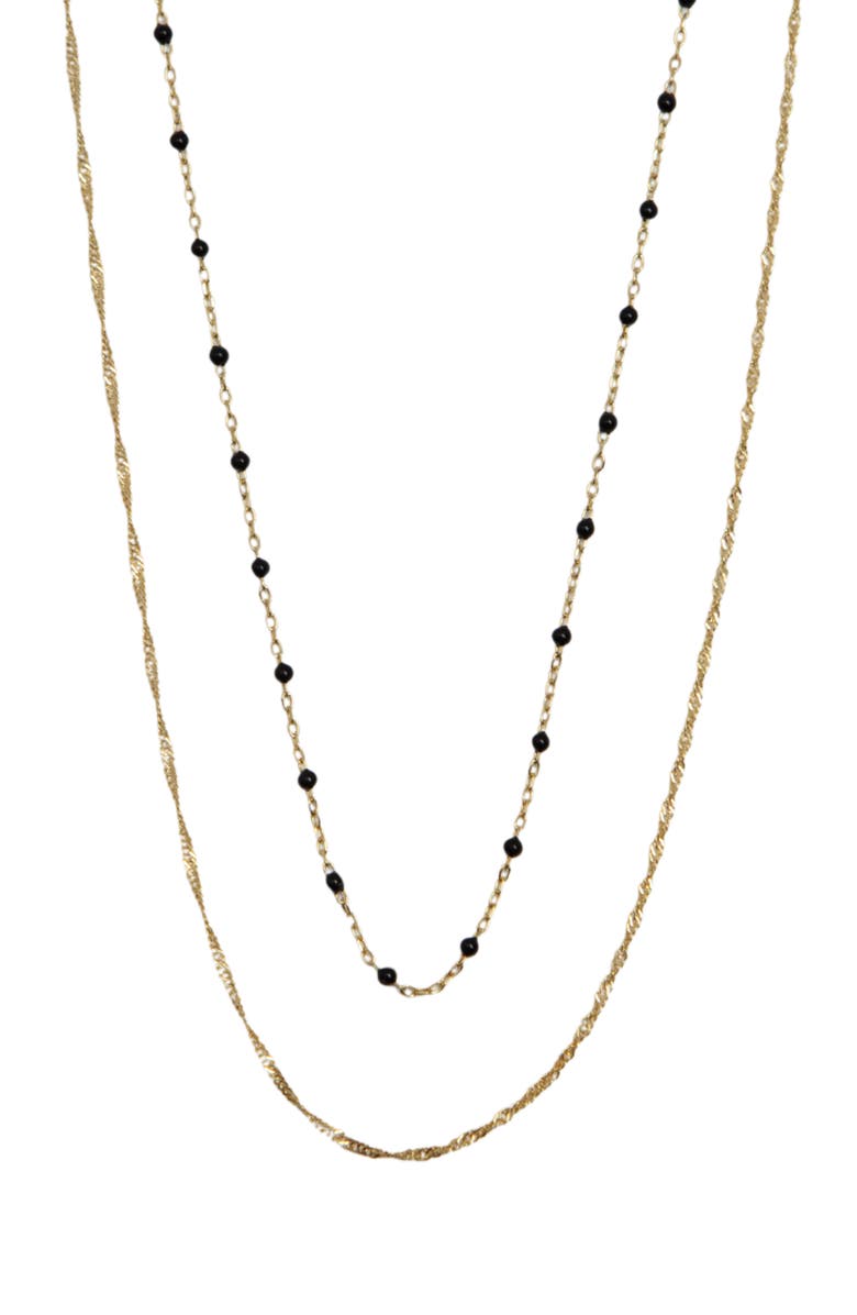 Argento Vivo Sterling Silver Layered 18K Gold Plate Sterling Silver Singapore Chain Necklace, Main, color, Gold