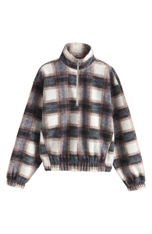 Next Plaid Quarter Zip Sweatshirt In Blue