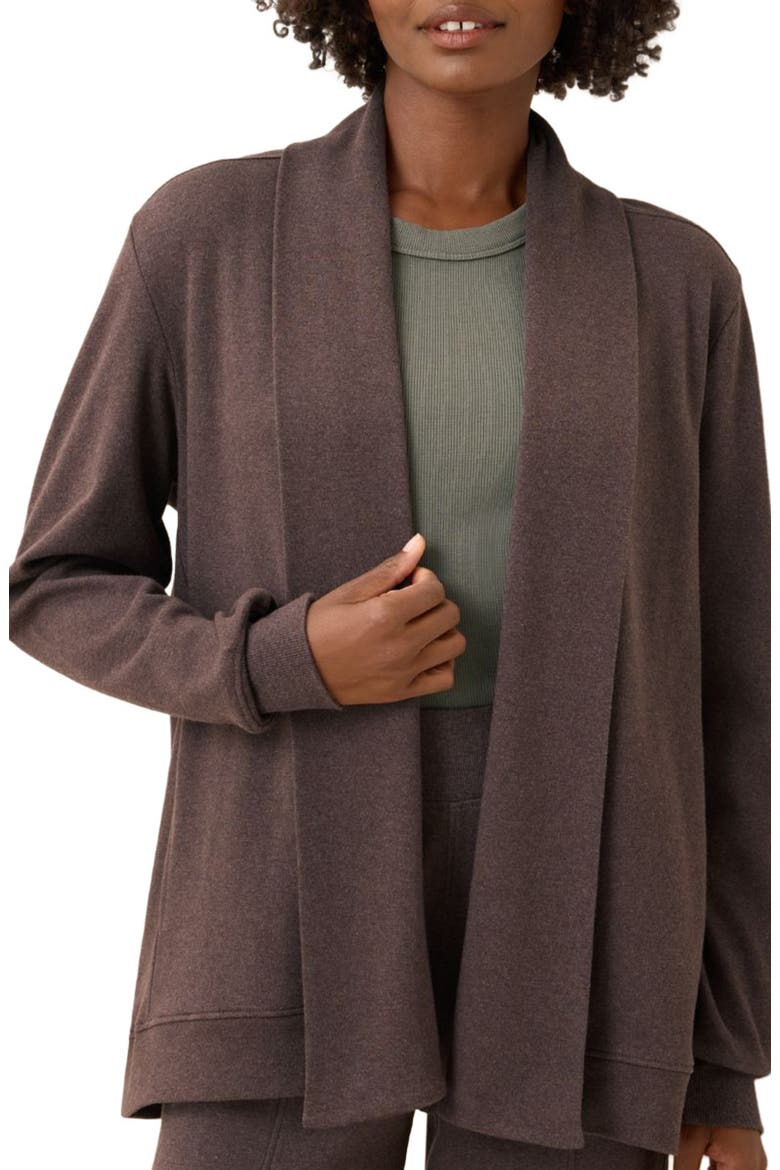 Airplane Short Drape Cardigan, Alternate, color, Chocolate Heather