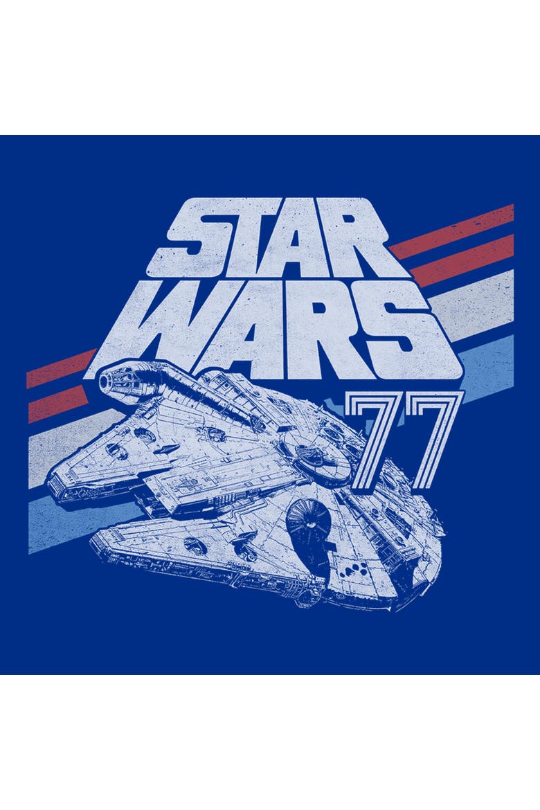 Junior's Monochrome 77 Logo Short Sleeve Graphic T-Shirt, Alternate, color, Royal Blue