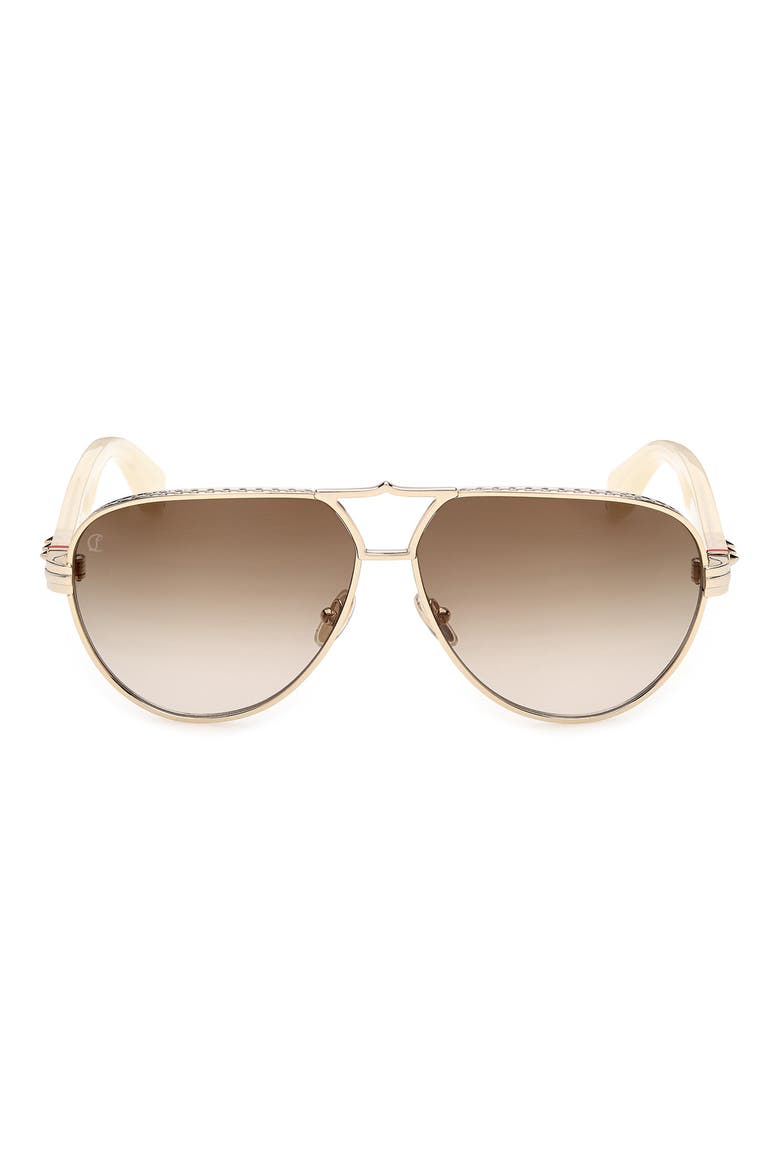 Oversize 63mm Aviator Sunglasses, Main, color, GOLD IVORY / LIGHT SAND