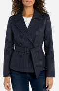Liverpool Los Angeles Crop Pinstripe Trench Jacket