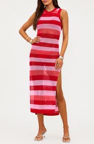 Beach Riot Holly Rose Sheer Open Knit Cover-Up Dress