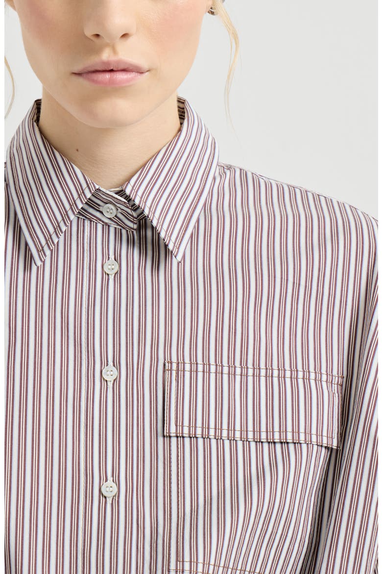 Striped poplin shirt, Alternate, color, Bordeaux