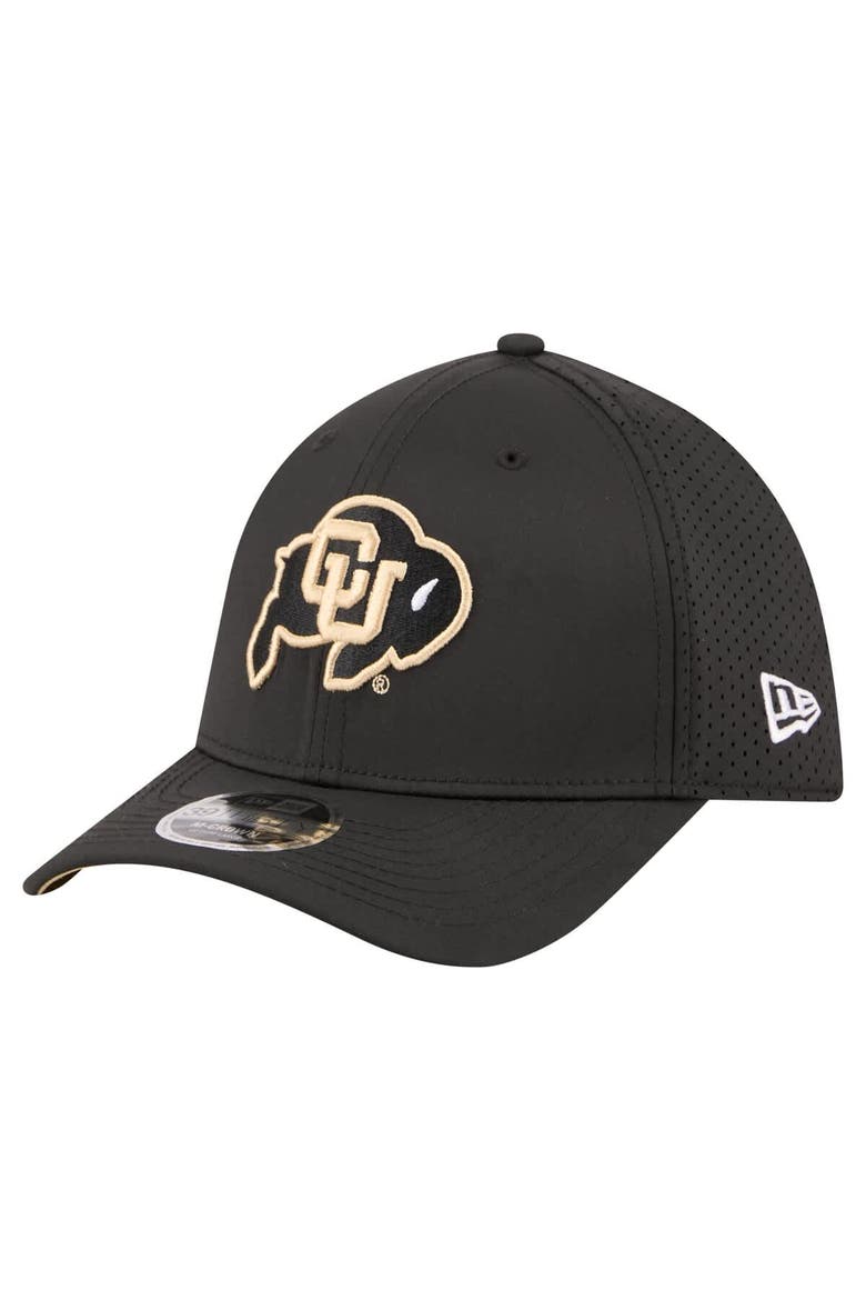 Men's New Era  Black Colorado Buffaloes 39THIRTY M-Crown Flex Fit Hat, Alternate, color, Black