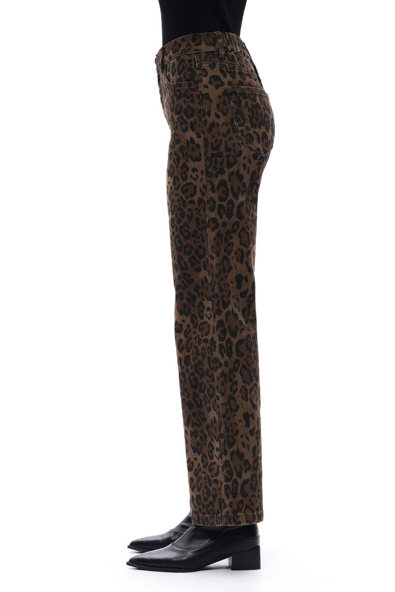 High Waist Print Straight Leg Jeans, Alternate, color, COFFEE