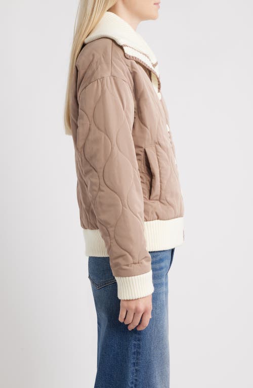 Thread & Supply Knit Collar Quilted Jacket In Brown
