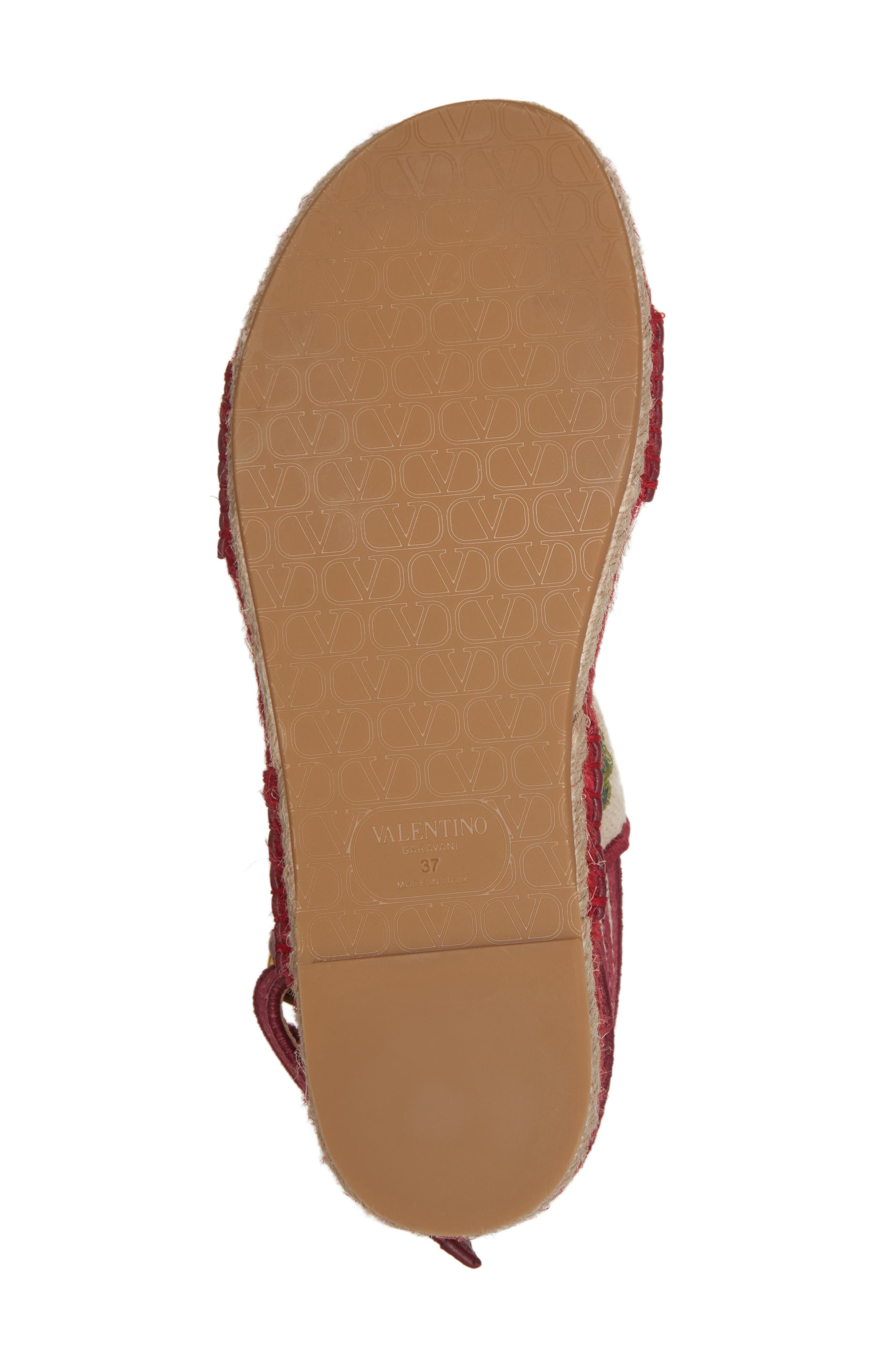 Valentino Garavani Cherryfic Double Strap Slingback Espadrille Sandal, Alternate, color, Natural/ Red