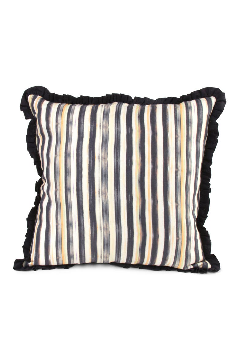 Courtly Check Ruffle Accent Pillow, Alternate, color, BLACK/ WHITE