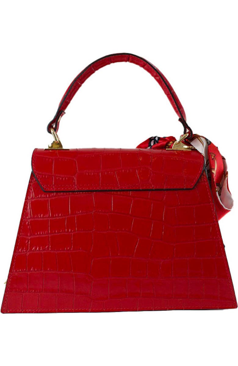 Persaman New York Croc Embossed Satchel Bag, Alternate, color, Red