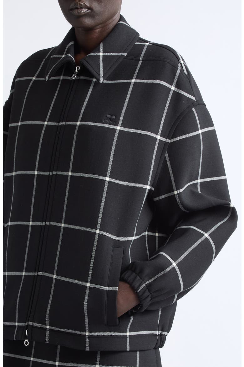 Windowpane Check Bomber Jacket, Alternate, color, BLACK/ HERITAGE WHITE