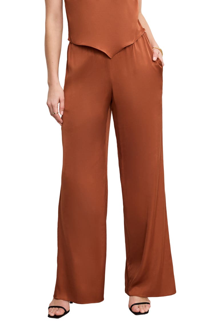 Satin Pull-On Pants, Main, color, COPPER004