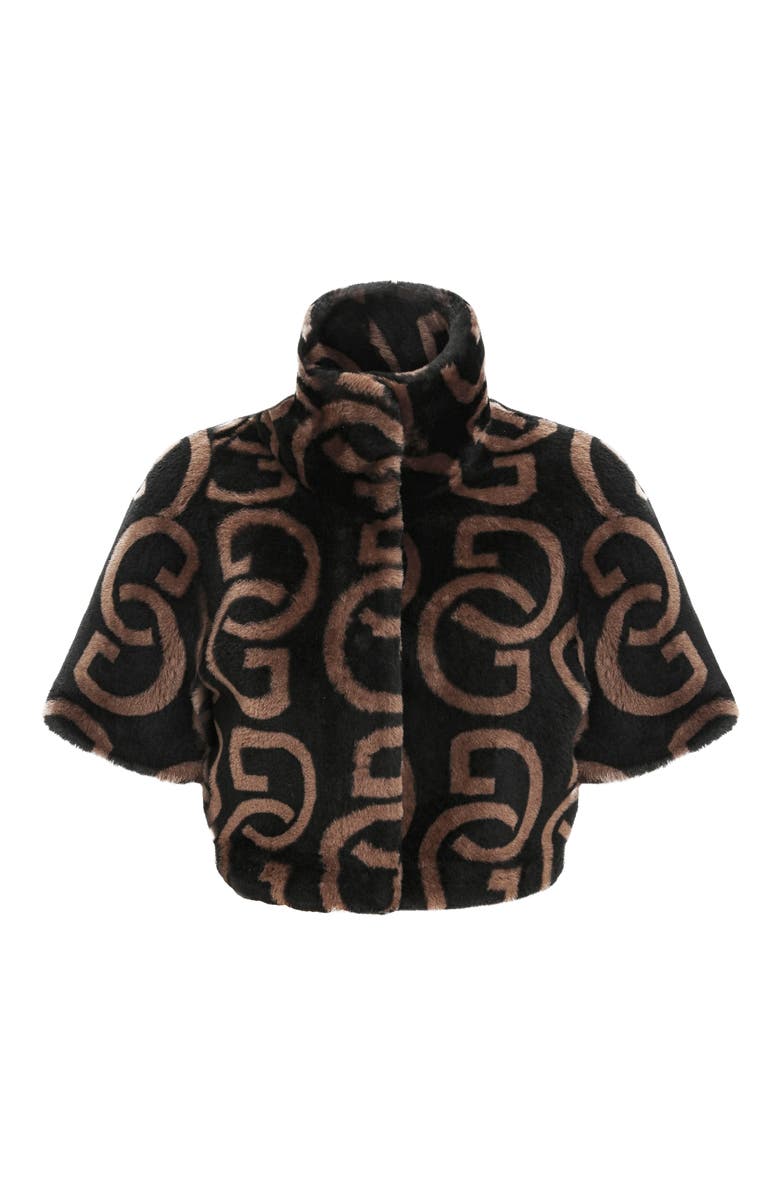 GORSKI Reversible G Printed Genuine Shearling Bolero, Alternate, color, Black/Chestnut