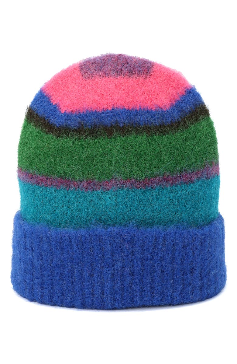 Kurt Geiger London Stripe Fuzzy Beanie, Alternate, color,