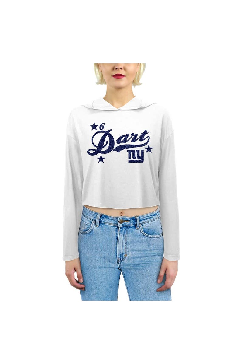 Majestic Threads Women's Majestic Threads Jaxson Dart White New York Giants Glitter Wordmark Hoodie, Main, color, White