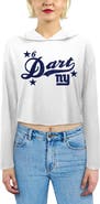 Majestic Threads Women's Majestic Threads Jaxson Dart White New York Giants Glitter Wordmark Hoodie