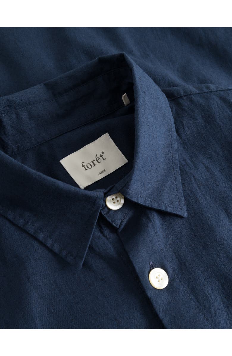 FORET Serene Cotton & Linen Short Sleeve Button-Up Shirt, Alternate, color, Navy